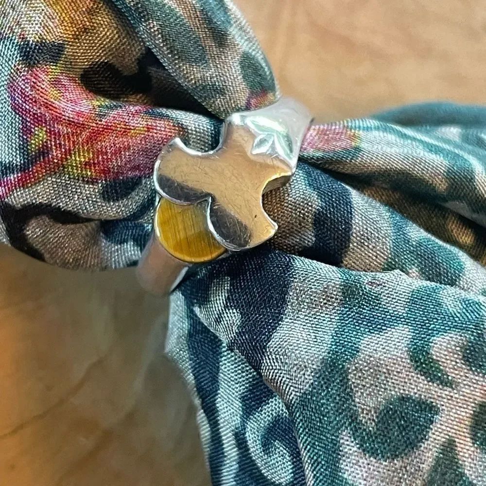 Sterling and Tiger Eye Ring - Size 6.5